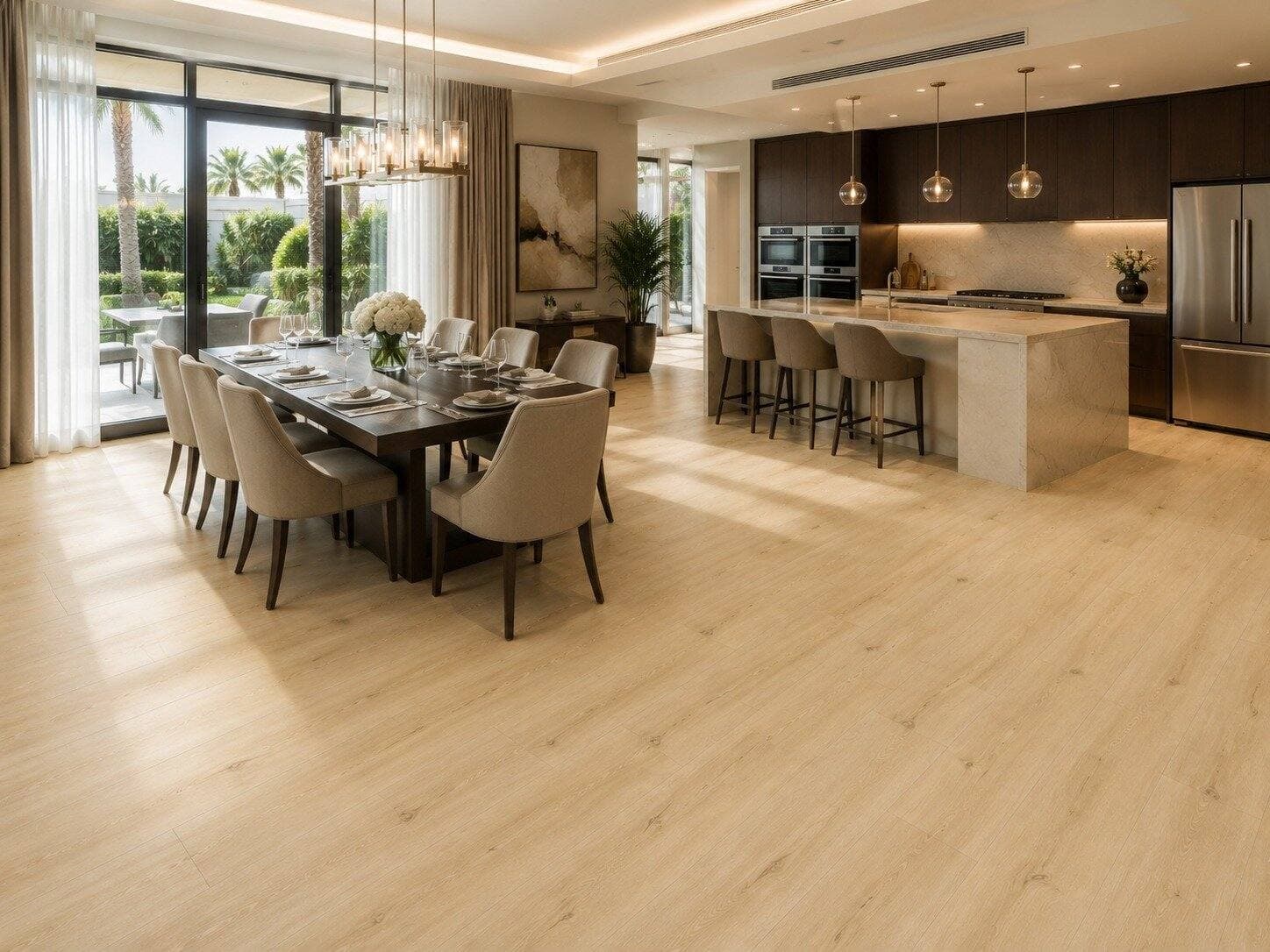 The FloorHaus — light oak flooring in a dining room