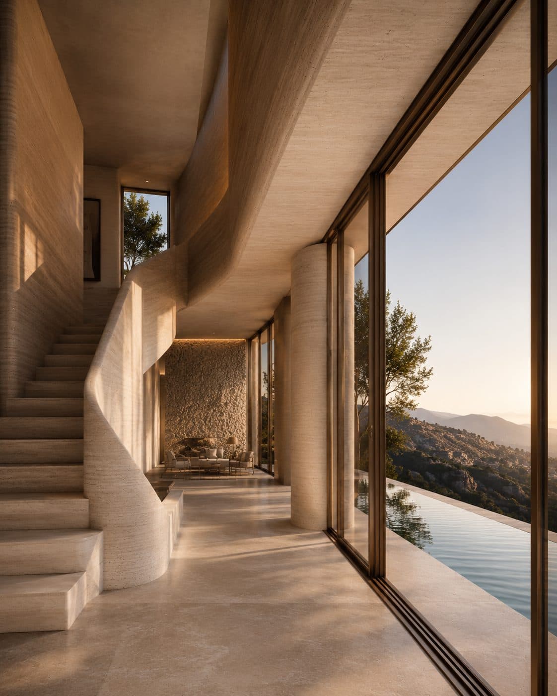 Teodoro Forma — ultra-thin flexible stone wrapping a curved wall