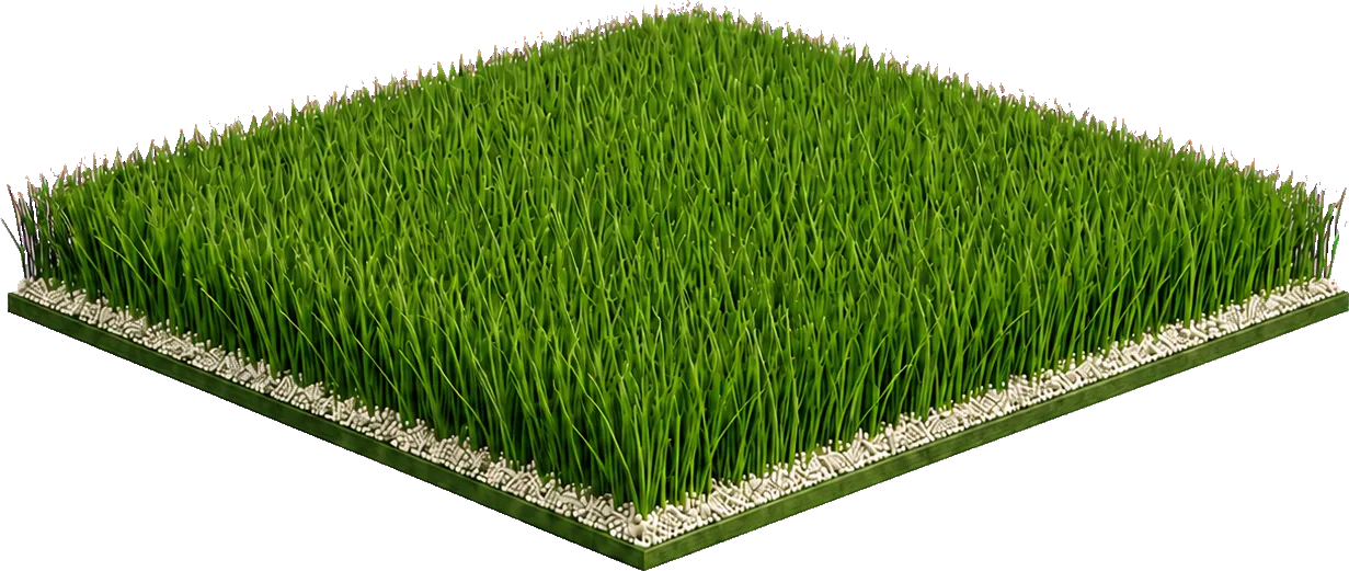 Mazegrass artificial turf with a silica sand infill.