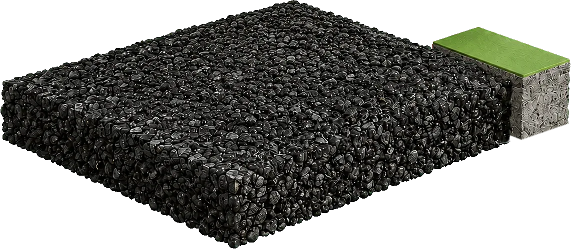 Crushed rock aggregate sub-base with the cement gluing edge and UV adhesive.